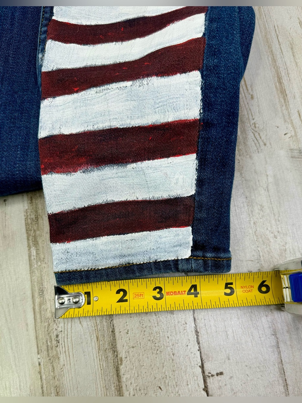 VIGOSS Skinny Leg Jeans Women’s 28x29 Blue Wash Stretch Denim USA Flag Print - Picture 8 of 12